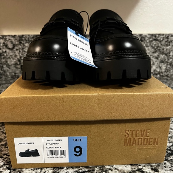 Steve Madden, Chunky Heel Chain Detail Loafers, Black, 9 - Picture 2 of 5